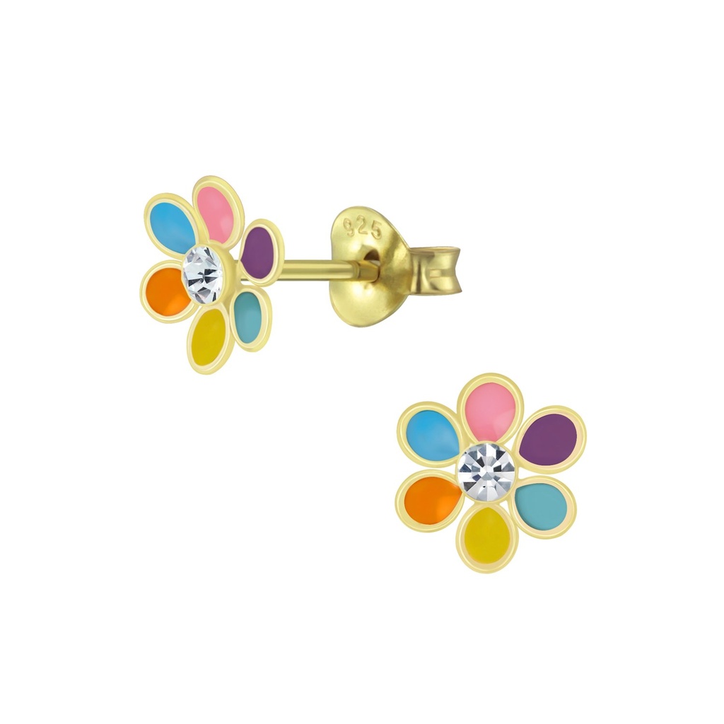 [10006108] Puces d'oreilles fleur en argent