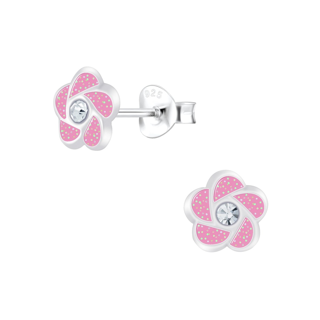 Puces d'oreilles fleur en argent