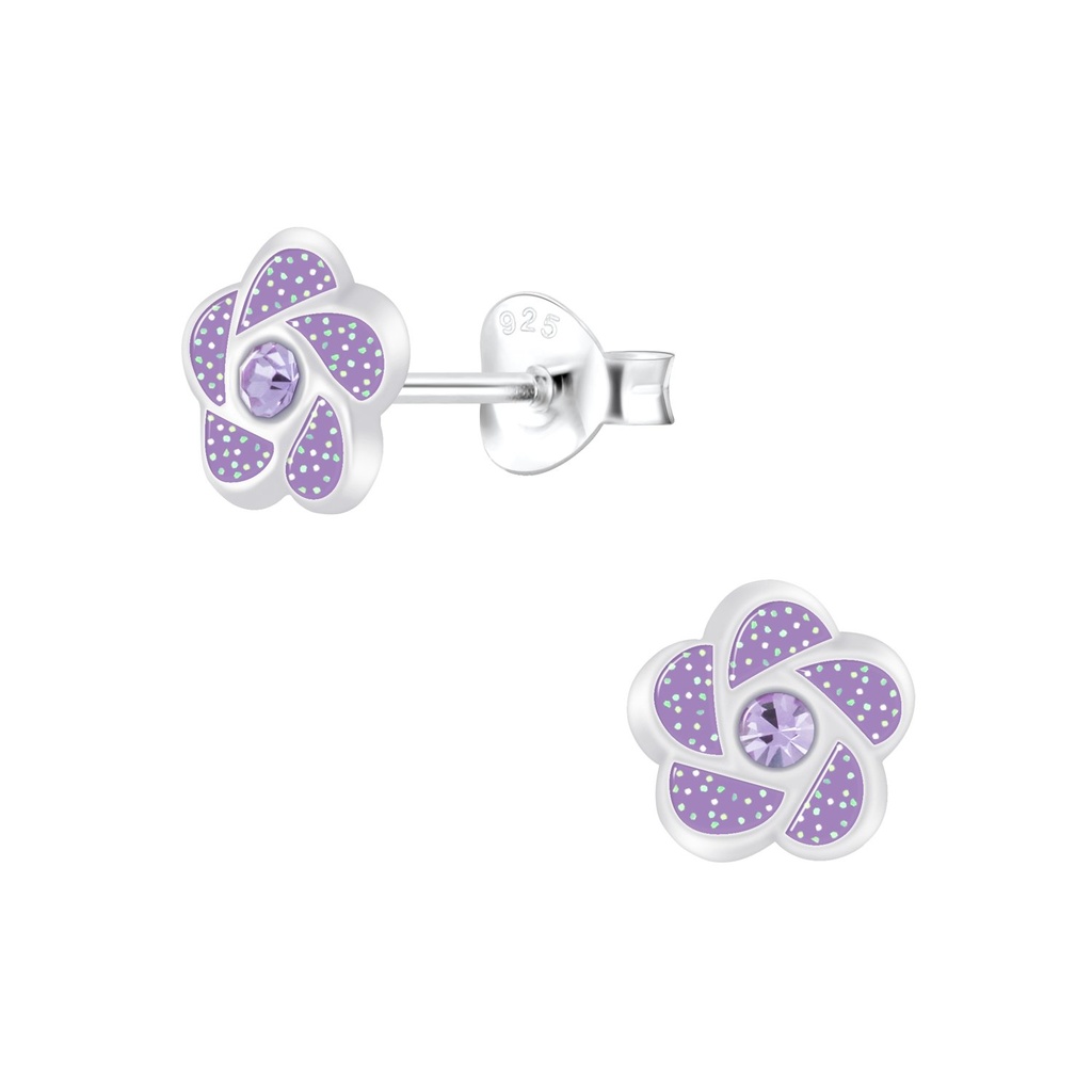 Puces d'oreilles fleur en argent
