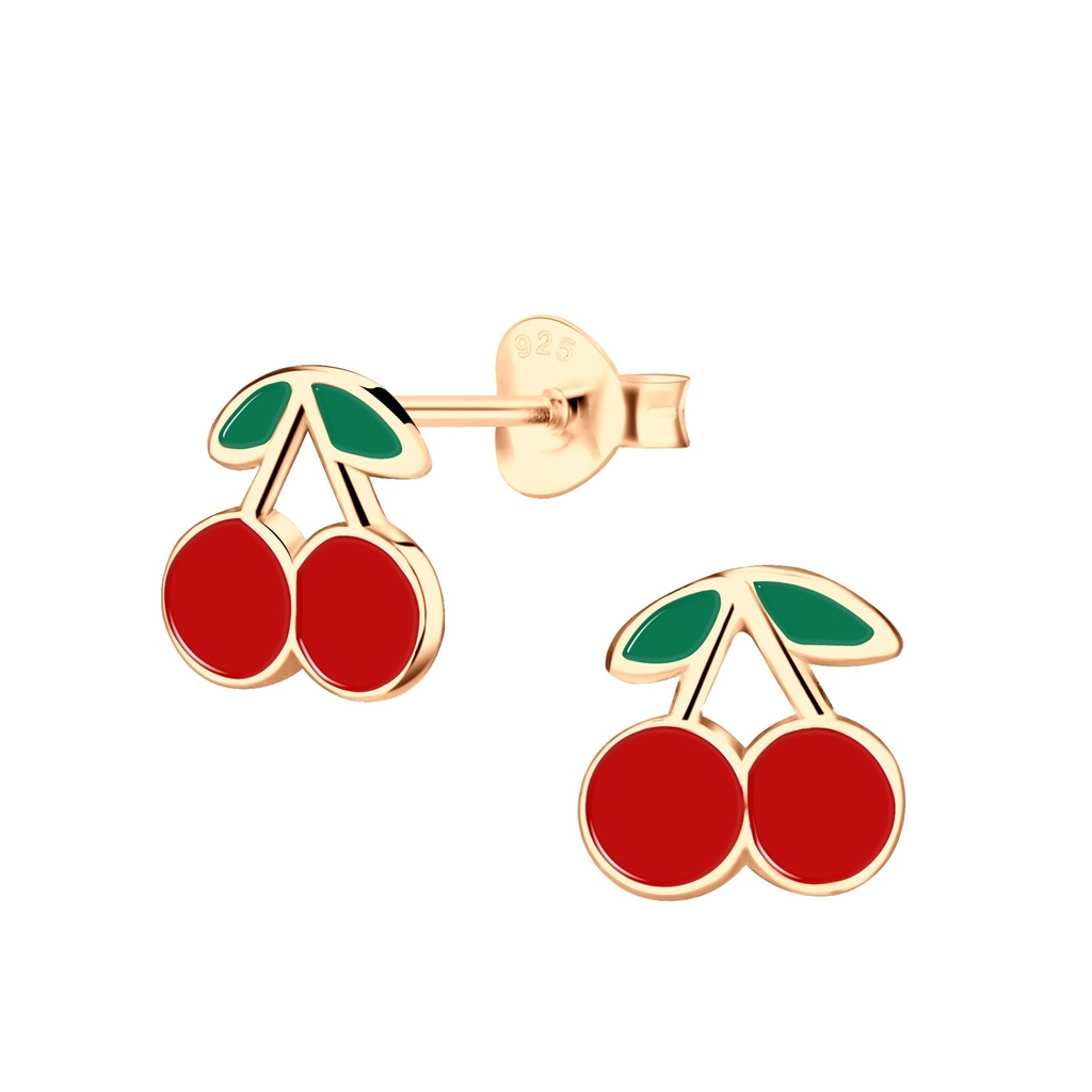 Puces d'oreilles cerise en argent