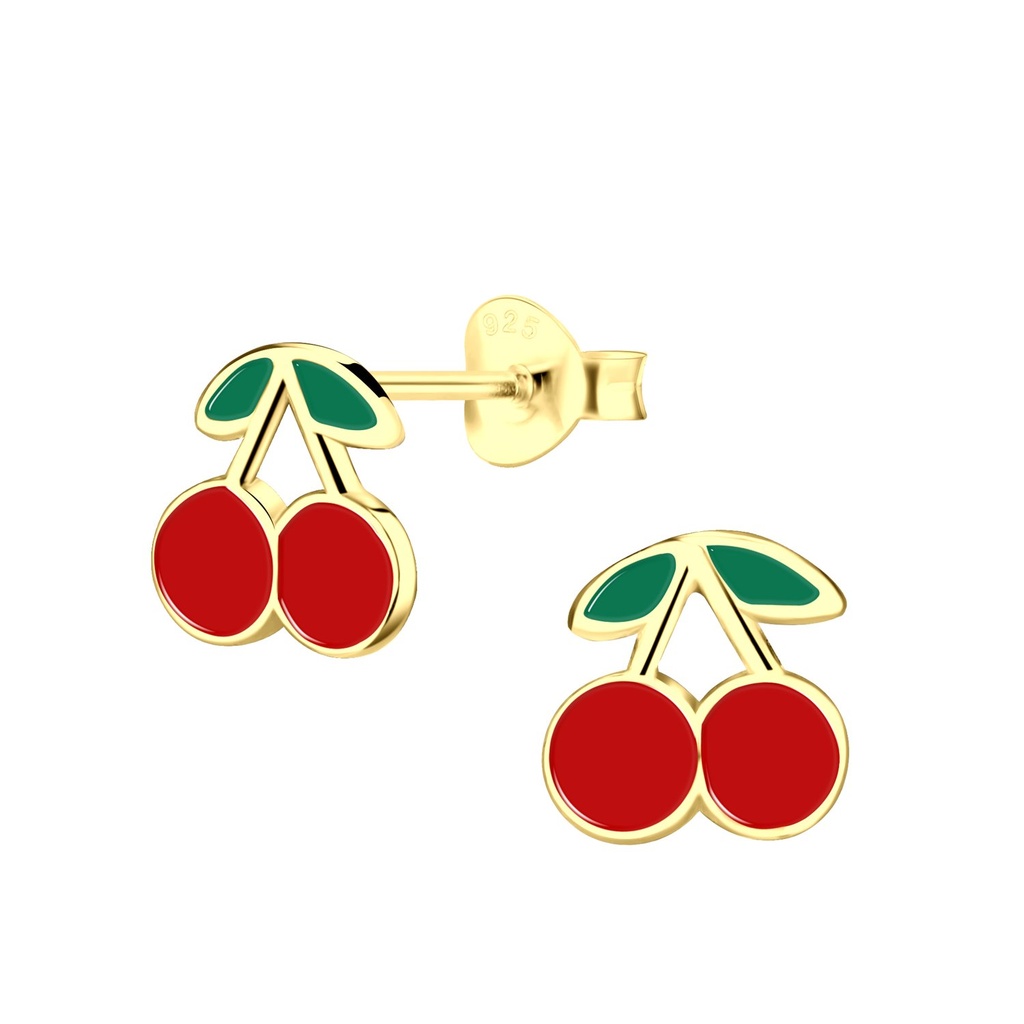 Silver Cherry Stud Earrings