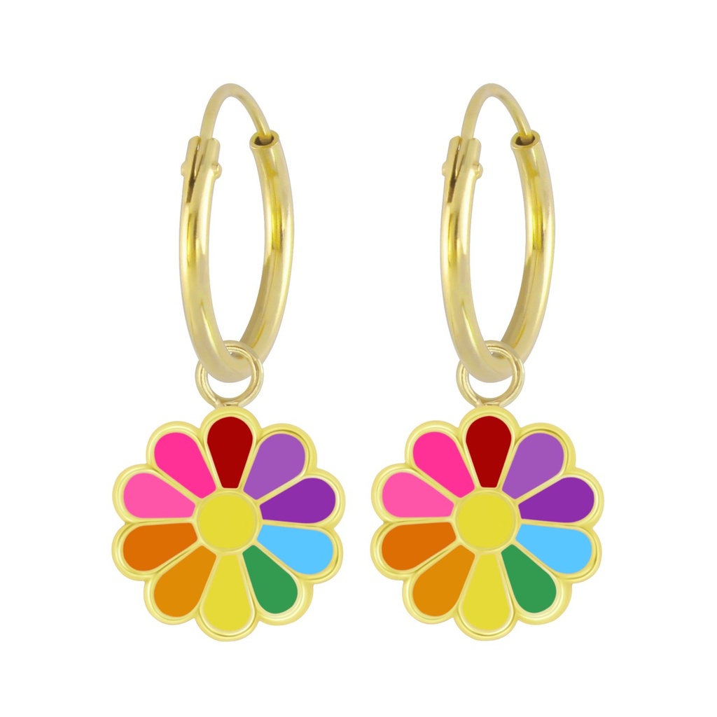 Créoles breloque fleur marguerite en argent