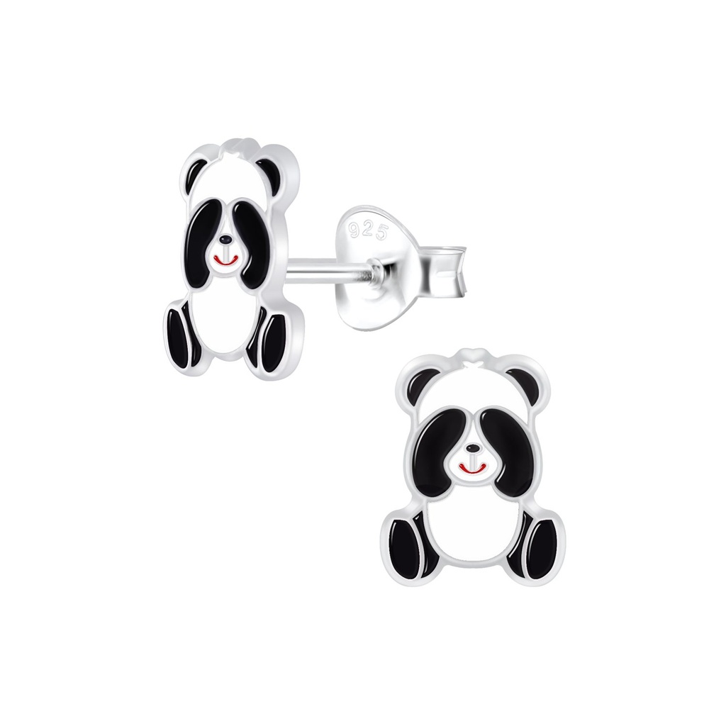 Silver Panda Stud Earrings