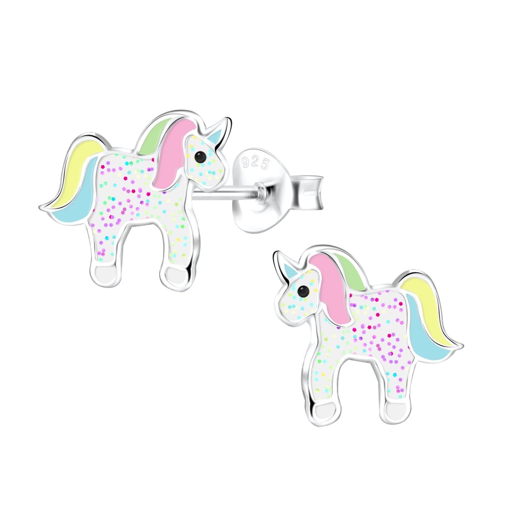 Silver Unicorn Stud Earrings