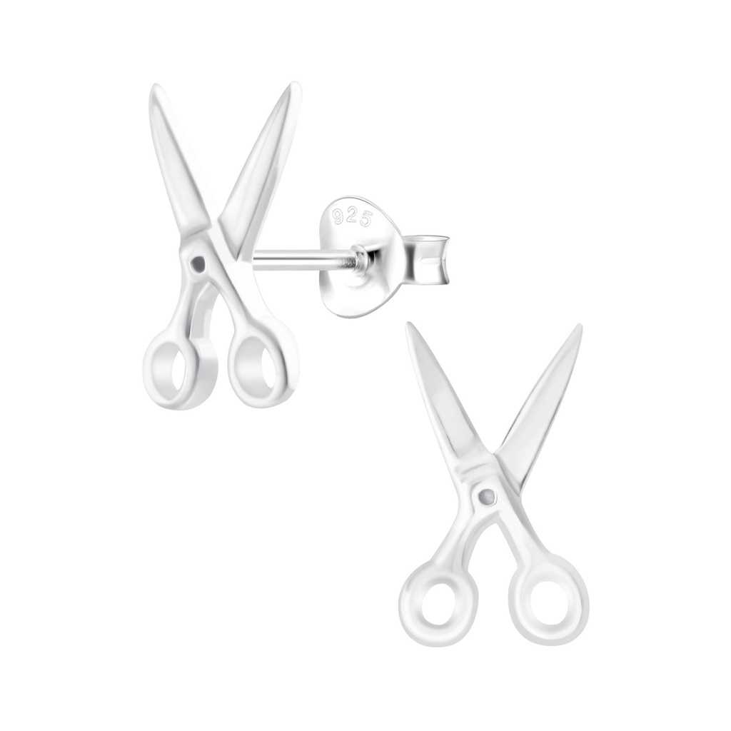 Silver Scissors Stud Earrings