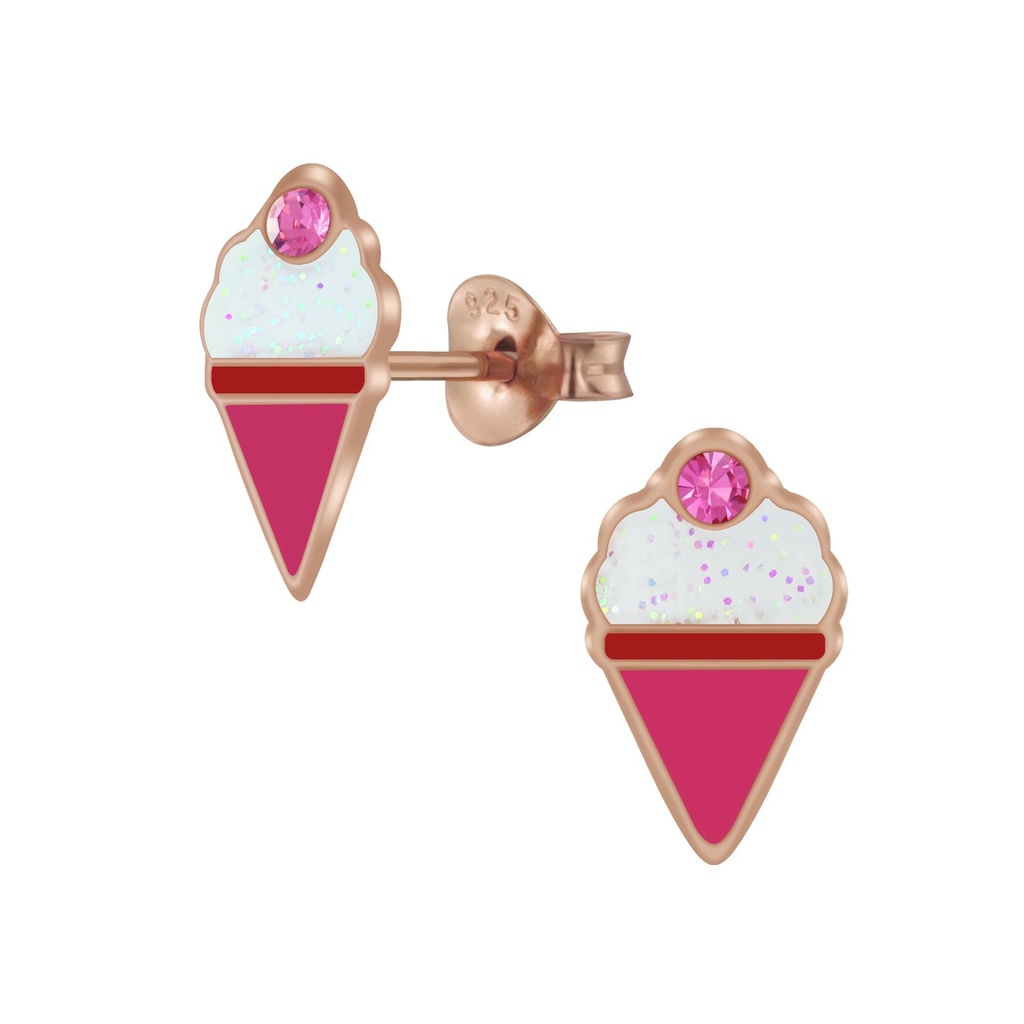 Silver Ice Cream Stud Earrings