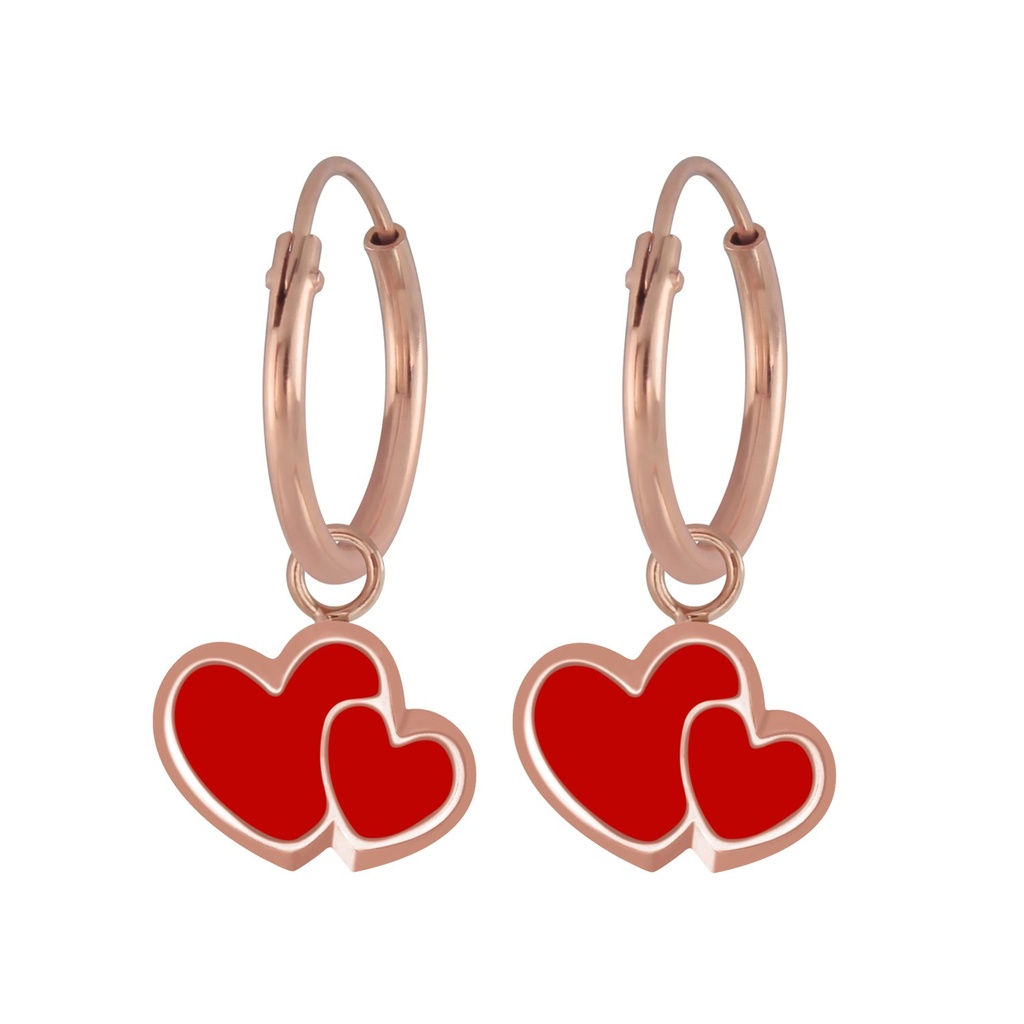 Silver Heart Charm Hoop Earrings