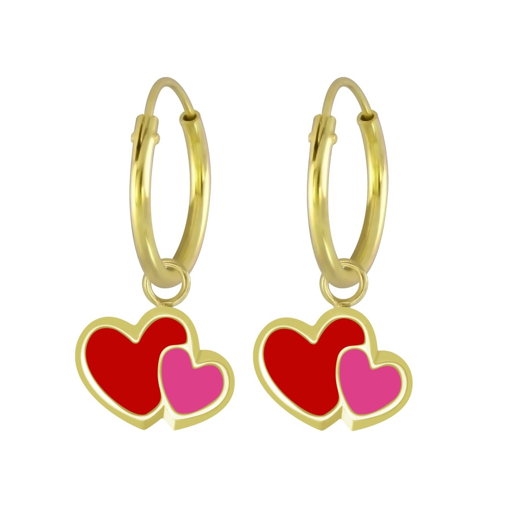 [10008005] Silver Heart Charm Hoop Earrings