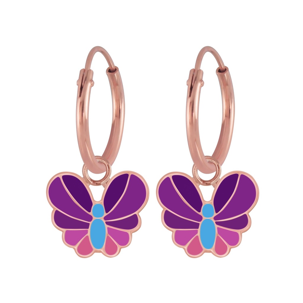 Créoles breloque papillon en argent