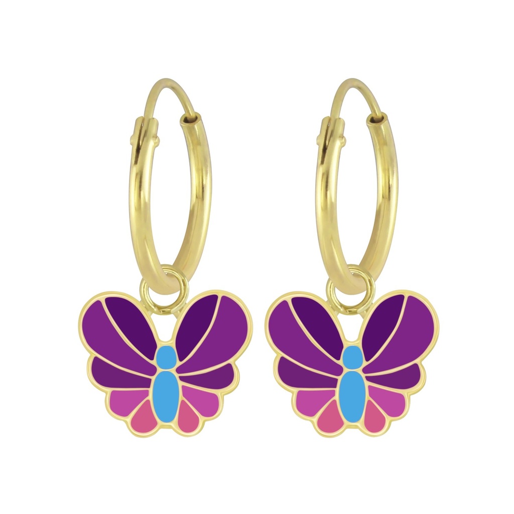 Créoles breloque papillon en argent