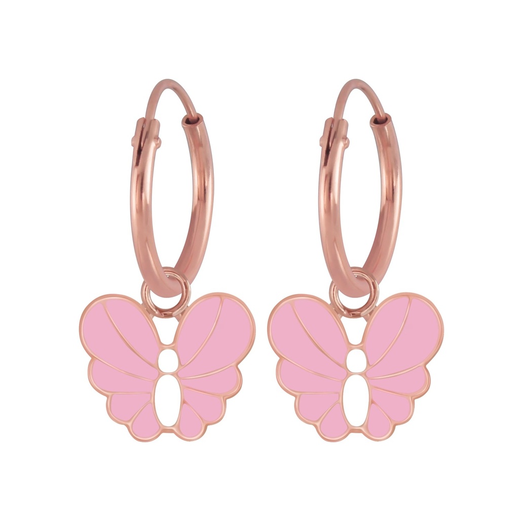 Silver Butterfly Charm Hoop Earrings