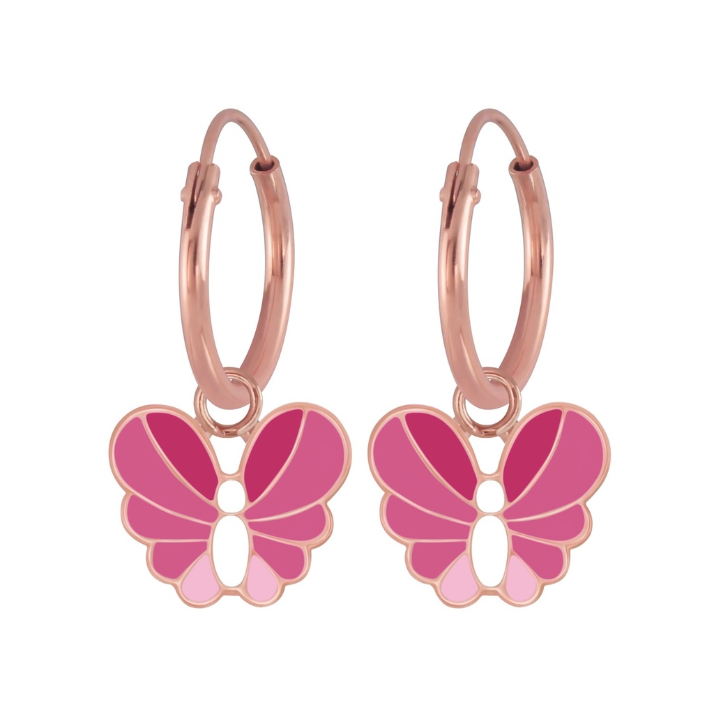 Silver Butterfly Charm Hoop Earrings
