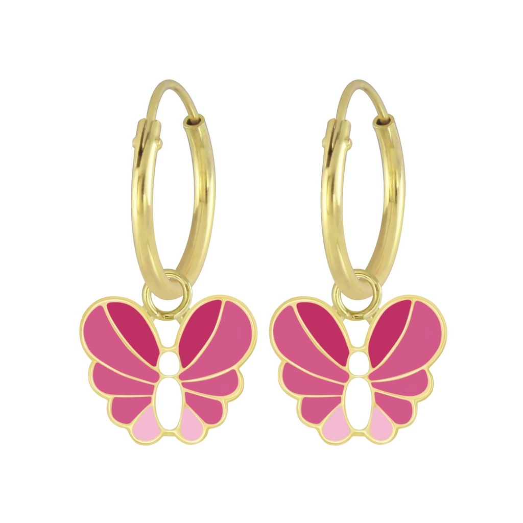 Silver Butterfly Charm Hoop Earrings