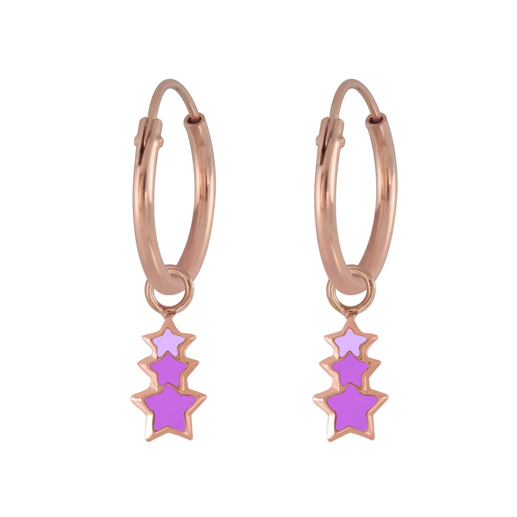 Silver Star Charm Hoop Earrings