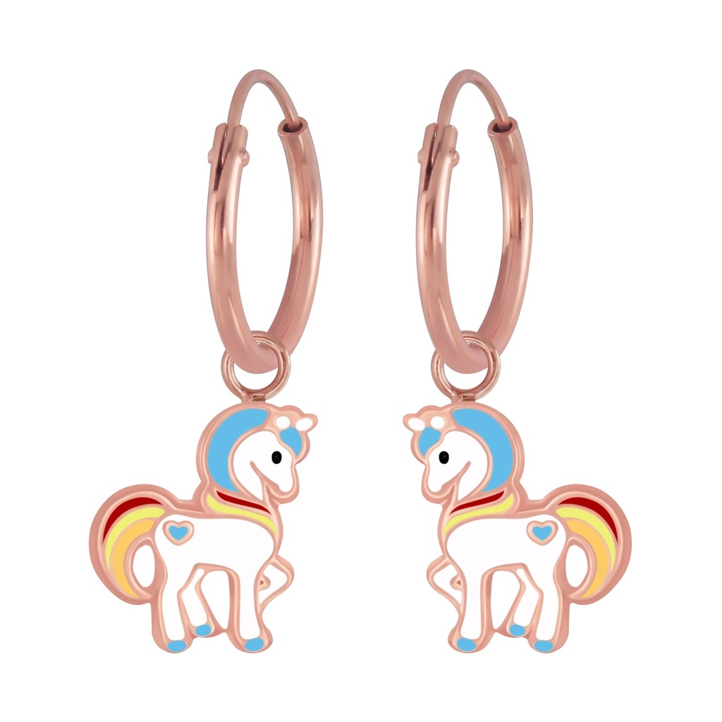 [10008962] Silver Unicorn Hoop Earrings