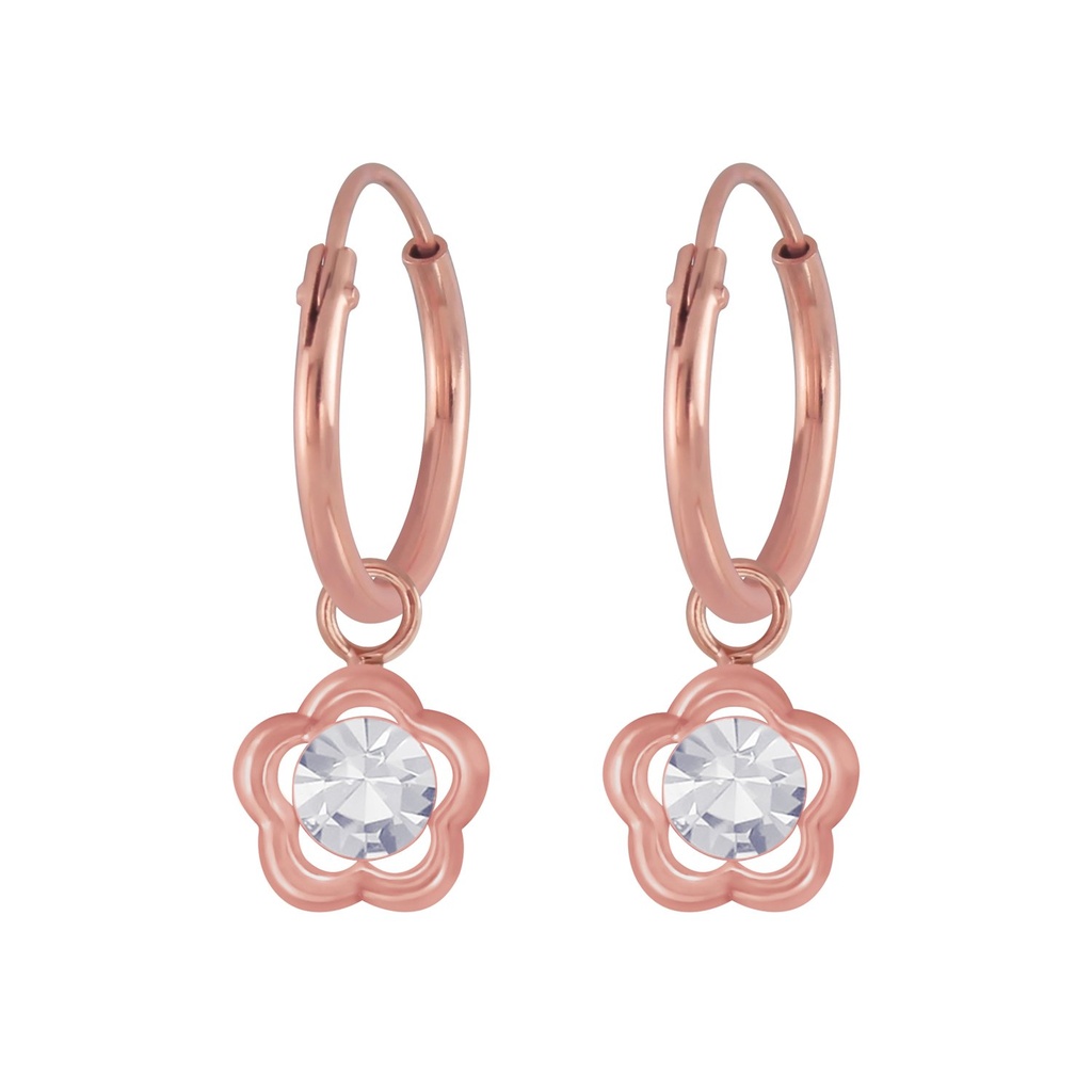 Créoles breloque fleur en argent