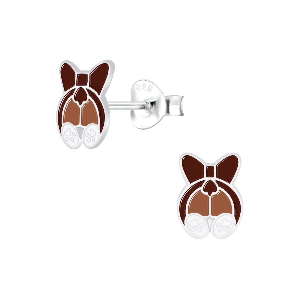 Puces d'oreilles chien en argent