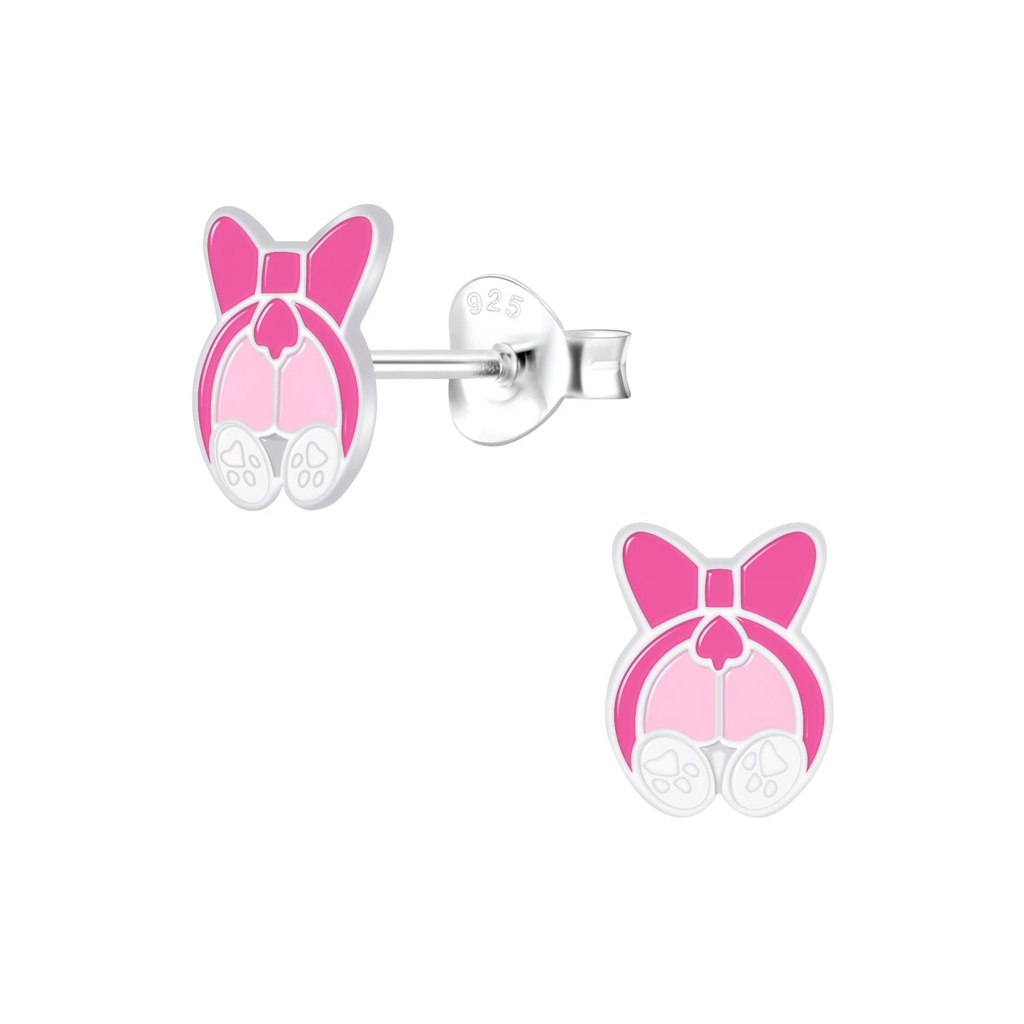 [10007976] Silver Dog Stud Earrings