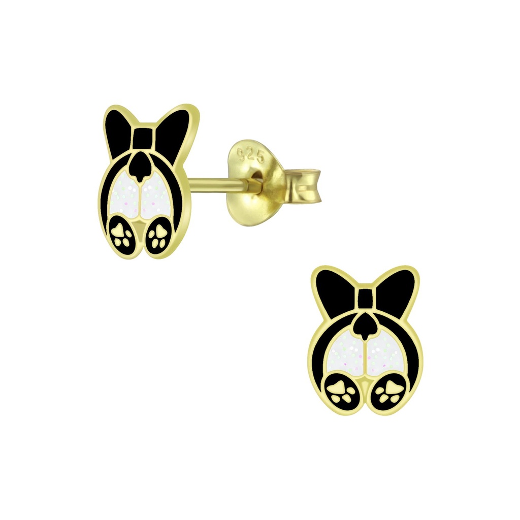 Silver Dog Stud Earrings