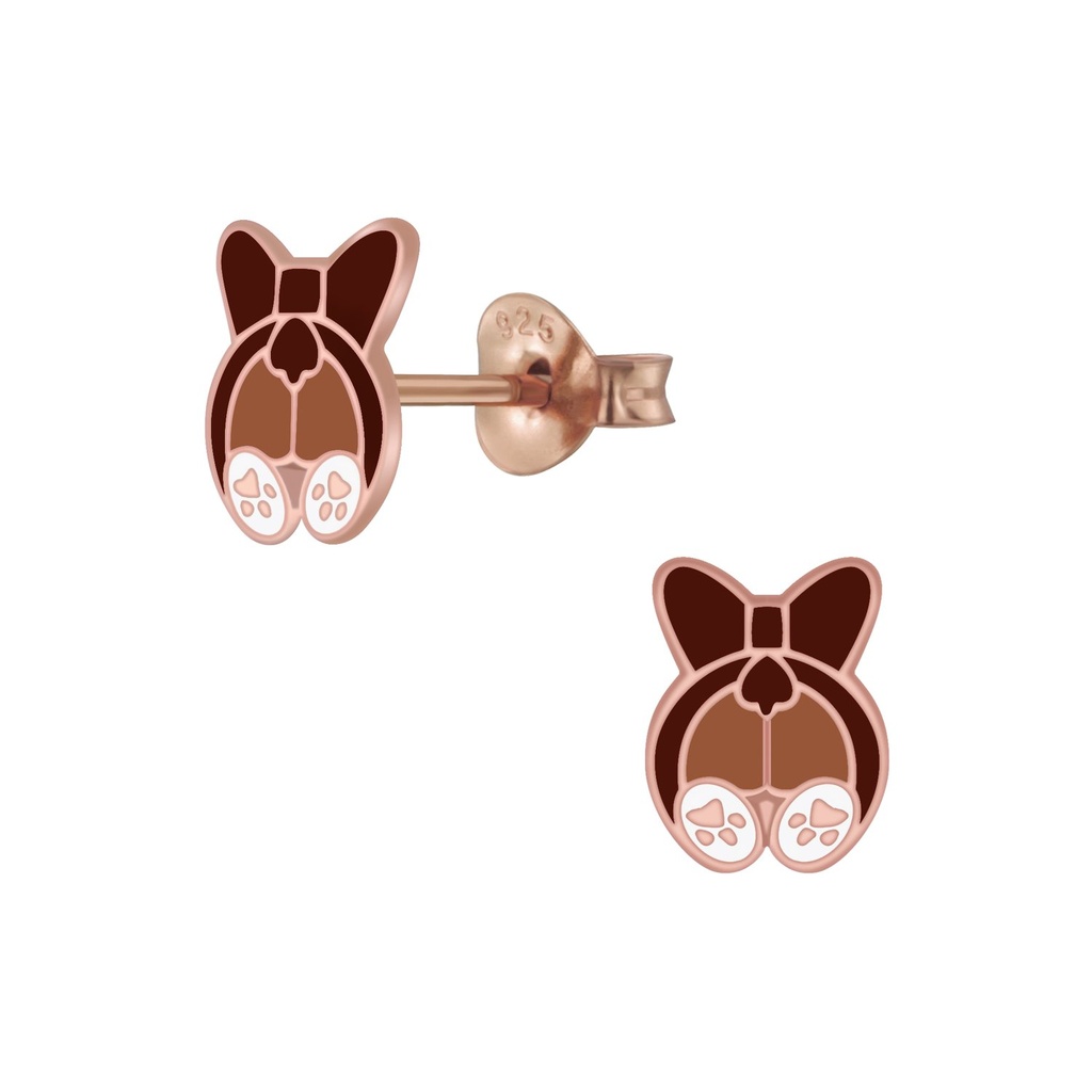 Silver Dog Stud Earrings