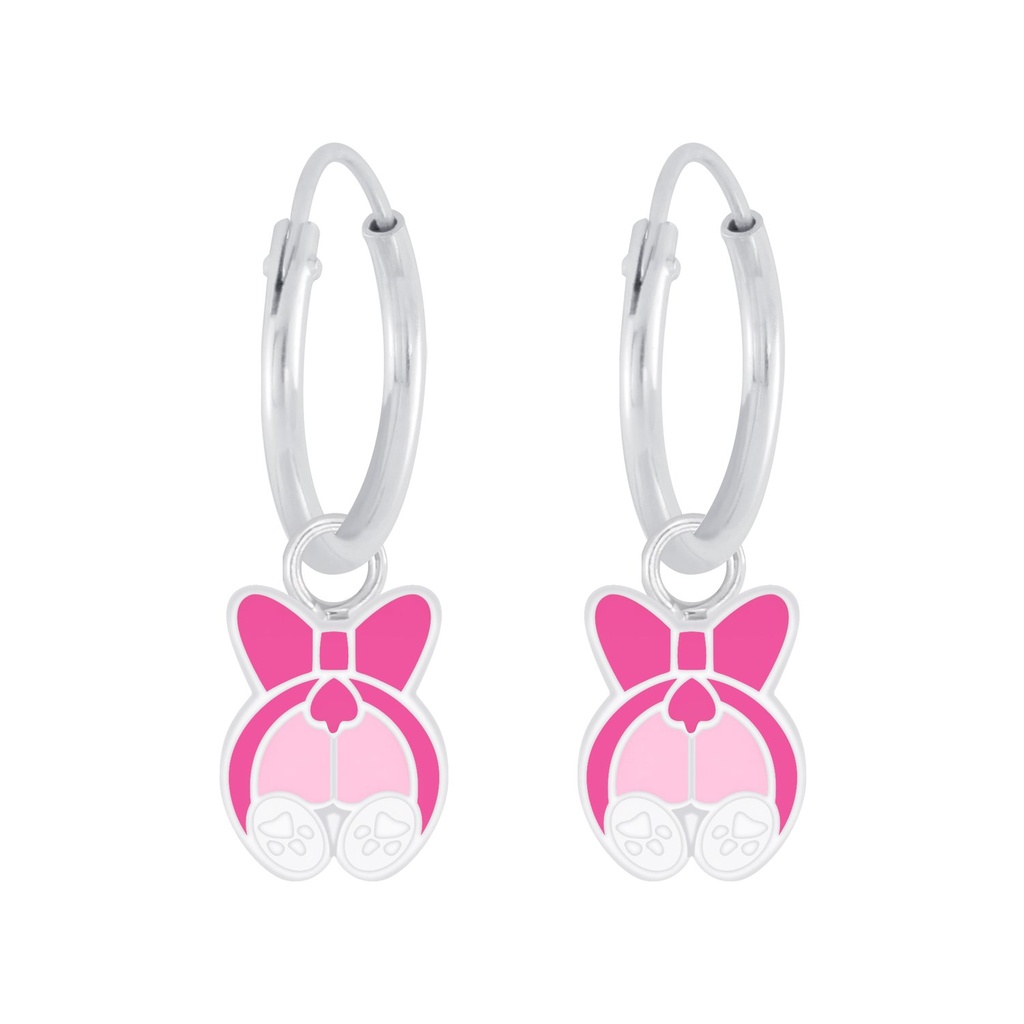Silver Dog Charm Hoop Earrings