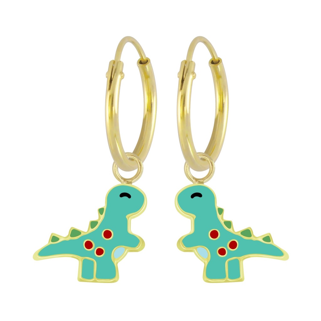 Créoles breloque dinosaure en argent