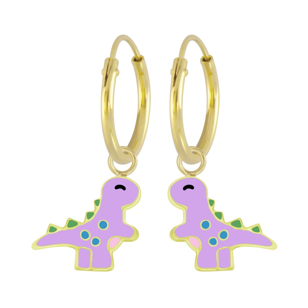 Créoles breloque dinosaure en argent