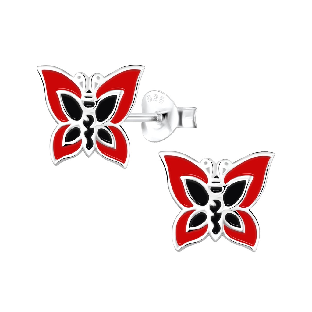 Puces d'oreilles papillon en argent