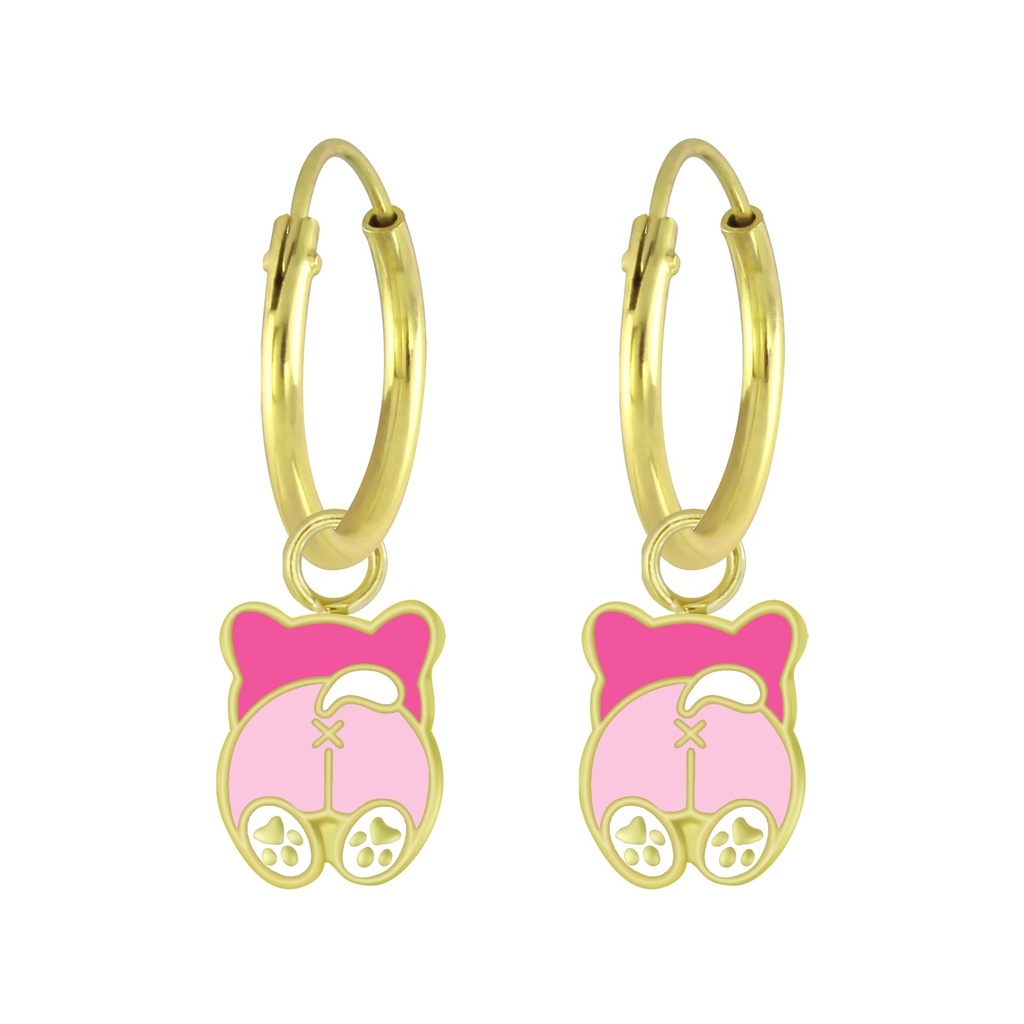 Silver Dog Charm Hoop Earrings