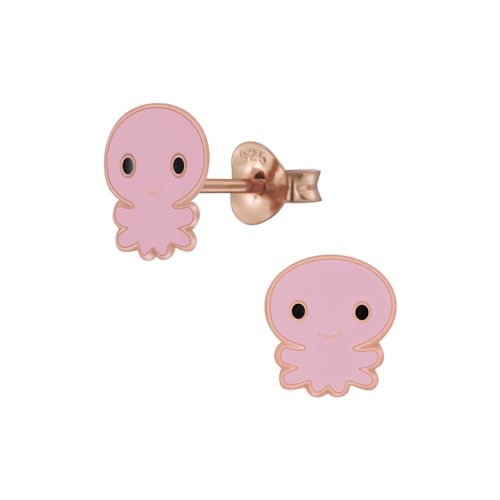 Silver Octopus Stud Earrings