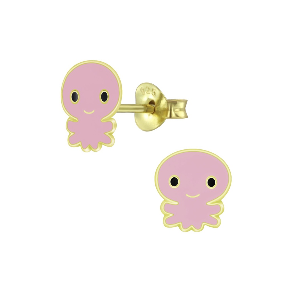 Puces d'oreilles pieuvre en argent