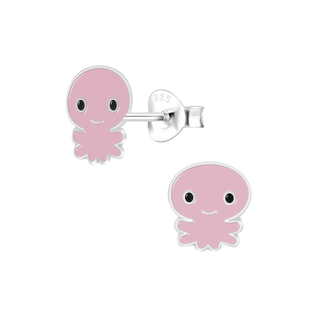 Puces d'oreilles pieuvre en argent