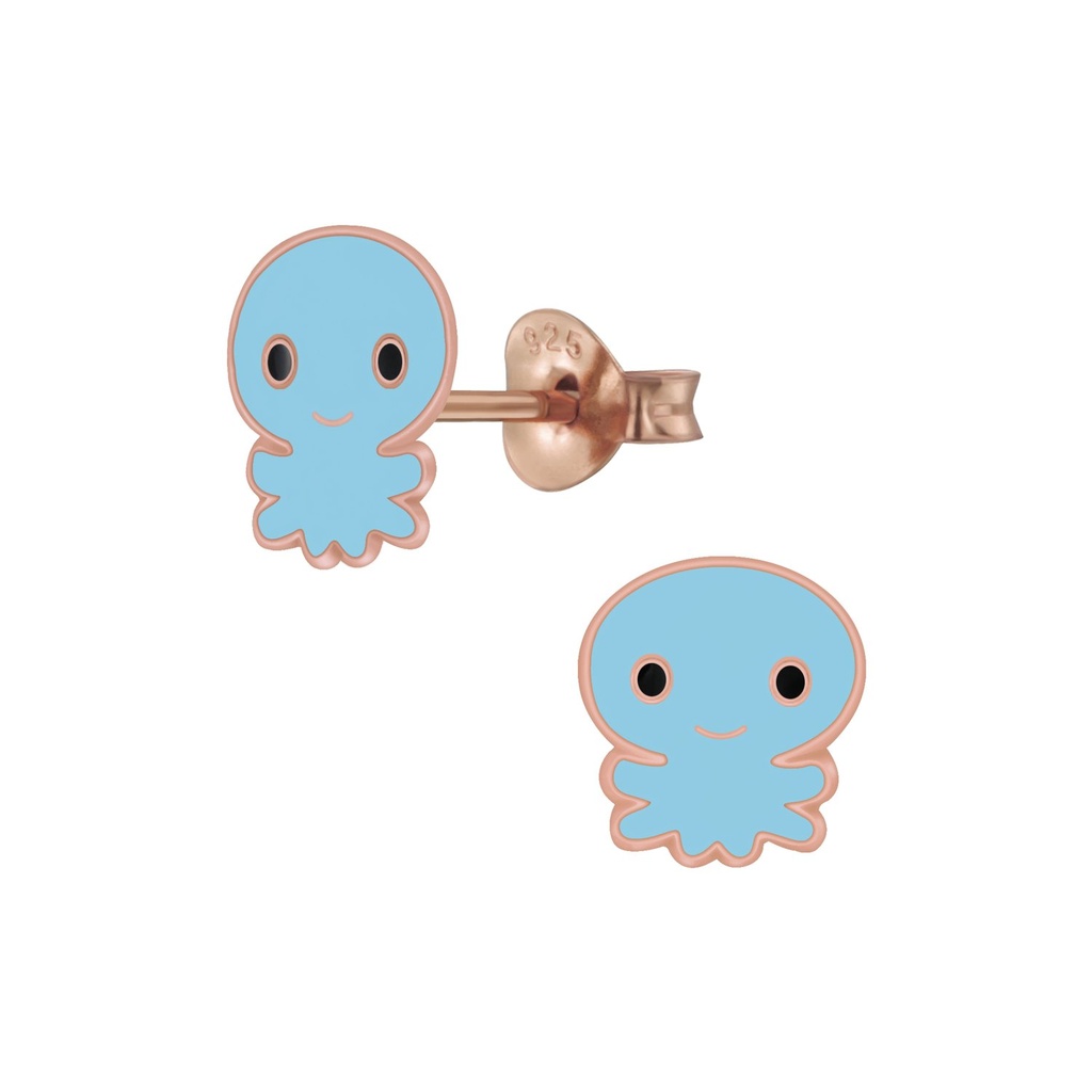 Puces d'oreilles pieuvre en argent