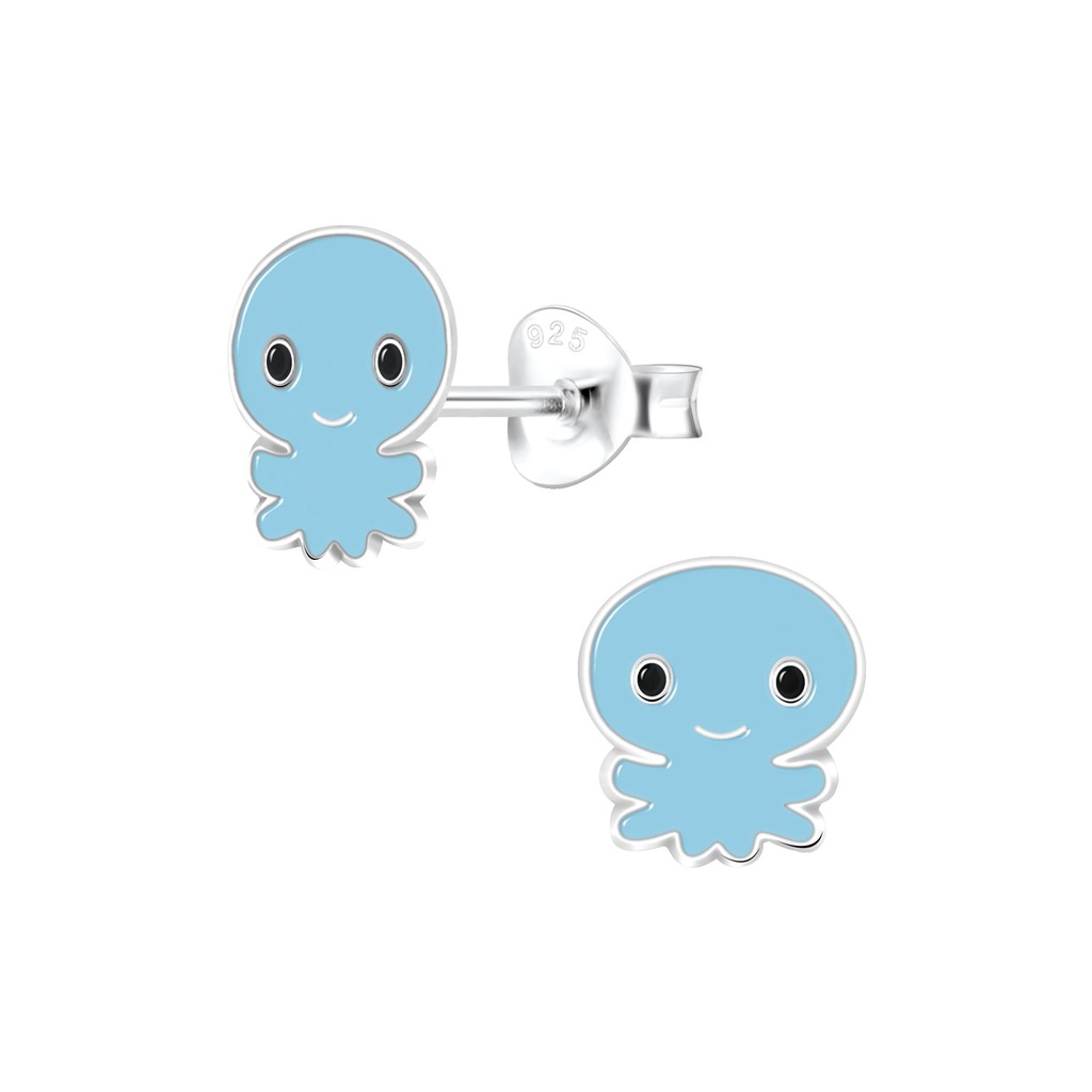 Silver Octopus Stud Earrings