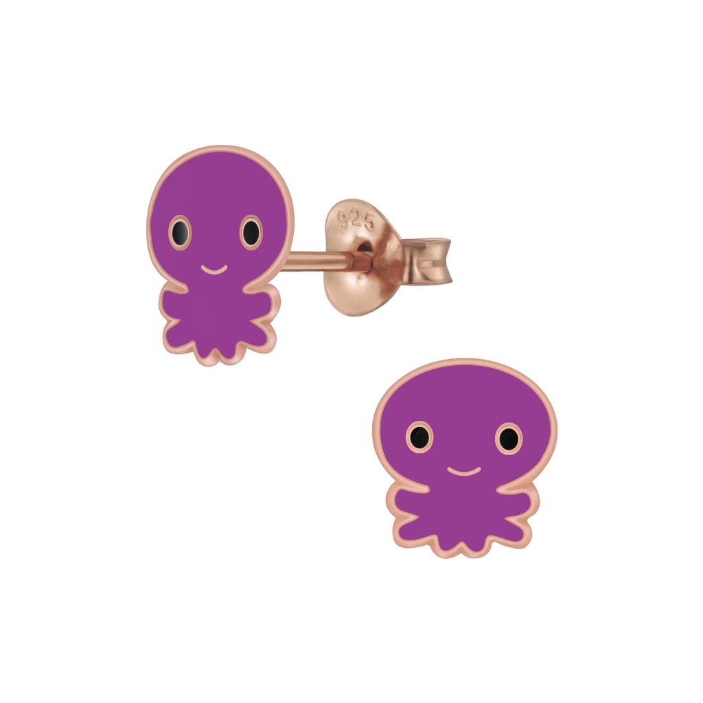 Silver Octopus Stud Earrings