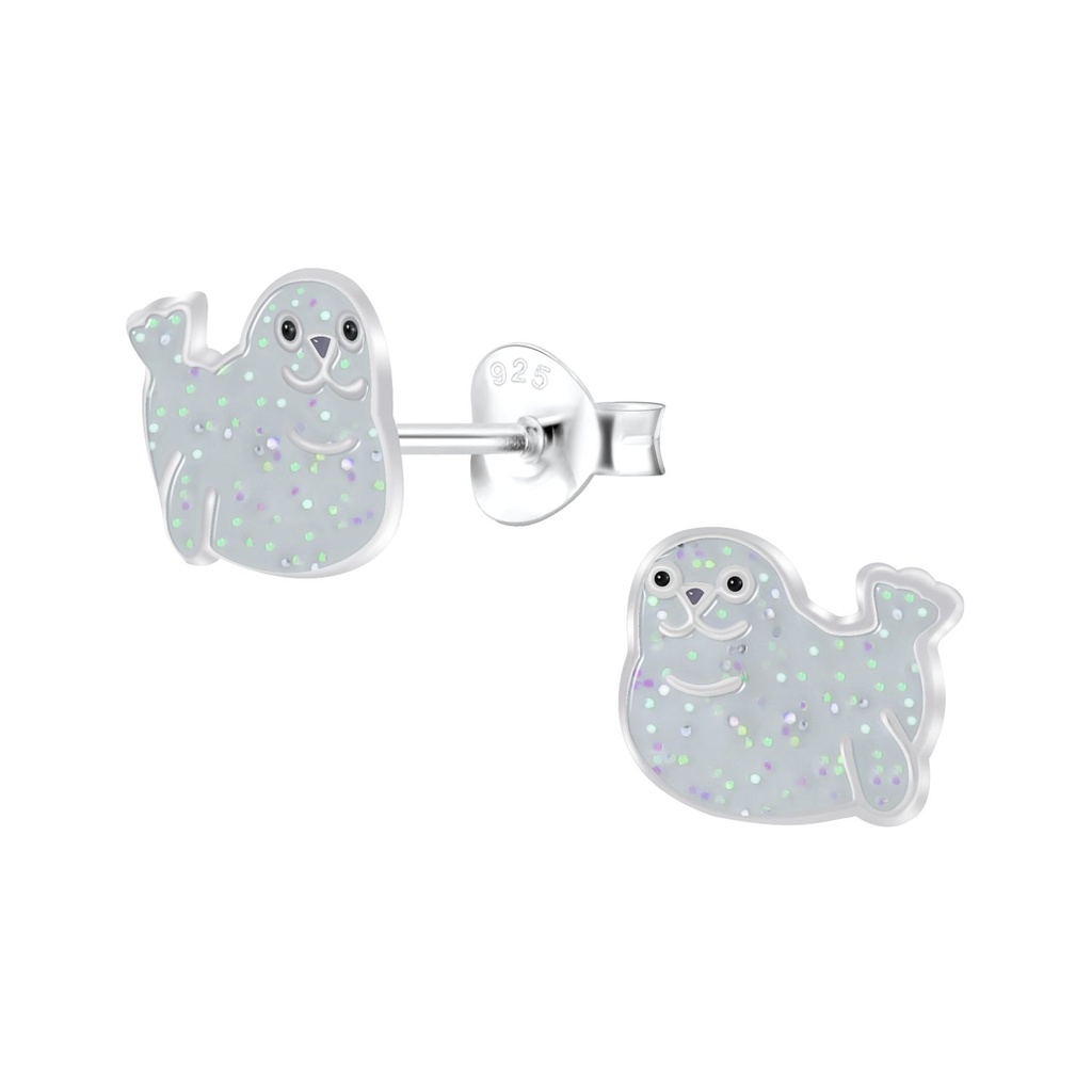 Puces d'oreilles phoque en argent