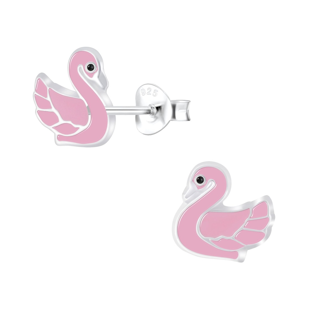 Silver Swan Stud Earrings