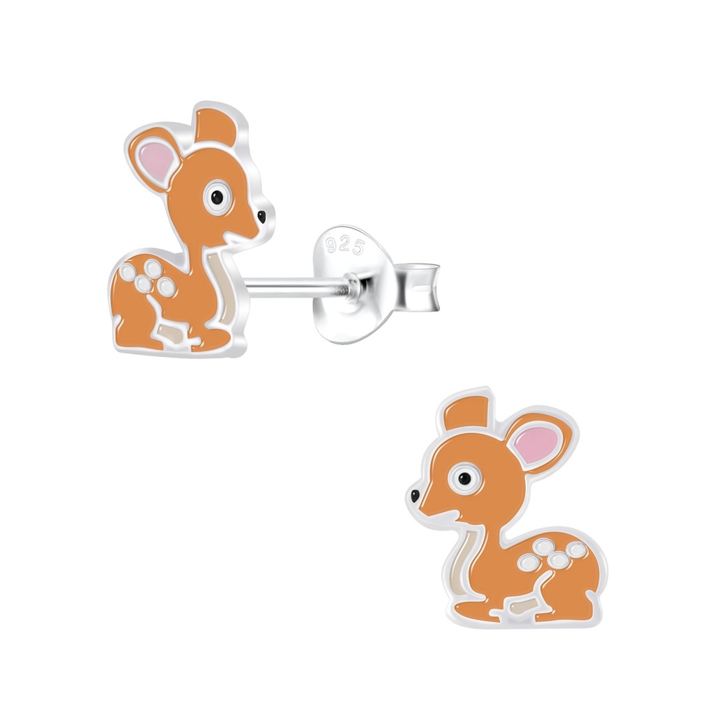 Puces d'oreilles cerf en argent