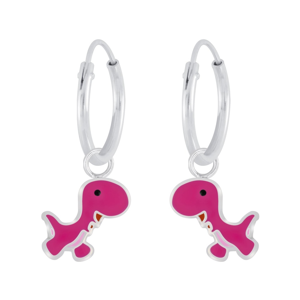 Créoles breloque dinosaure en argent