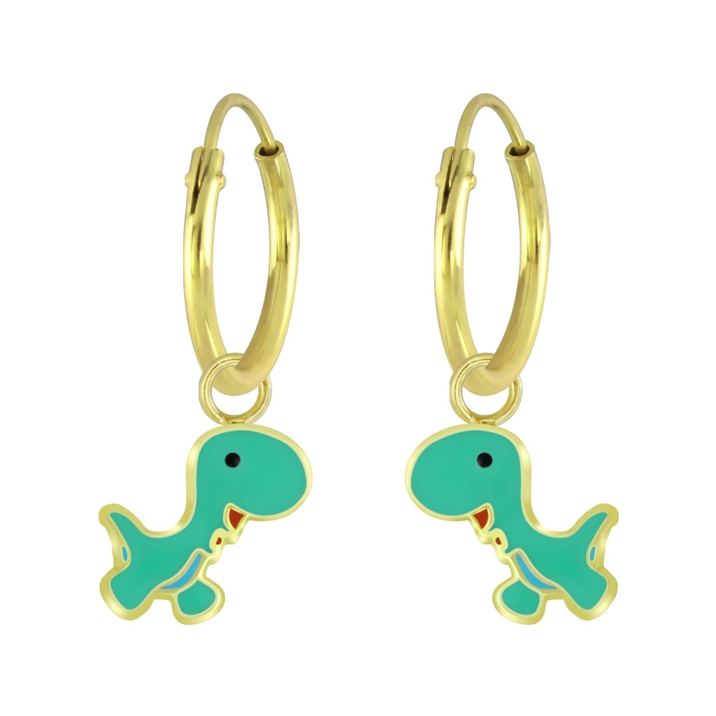 Créoles breloque dinosaure en argent