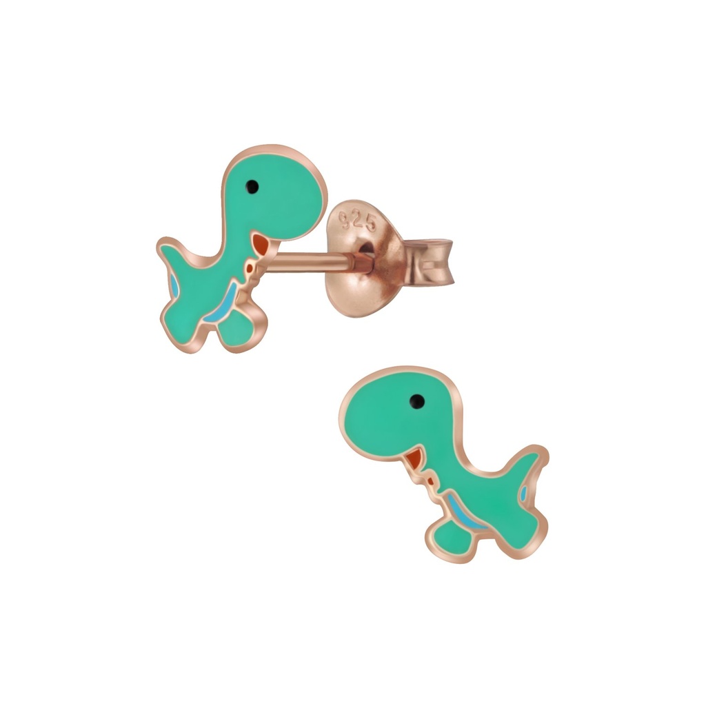 Silver Dinosaur Stud Earrings