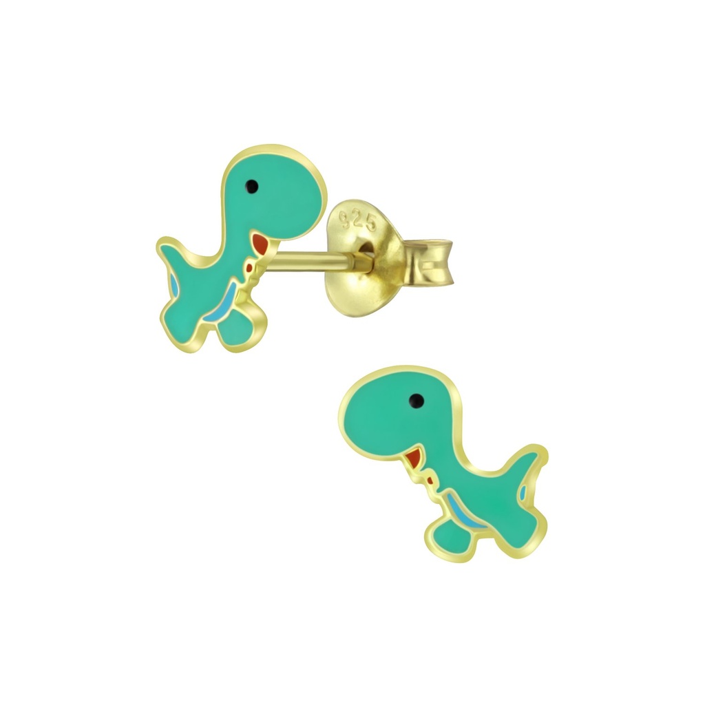 Silver Dinosaur Stud Earrings
