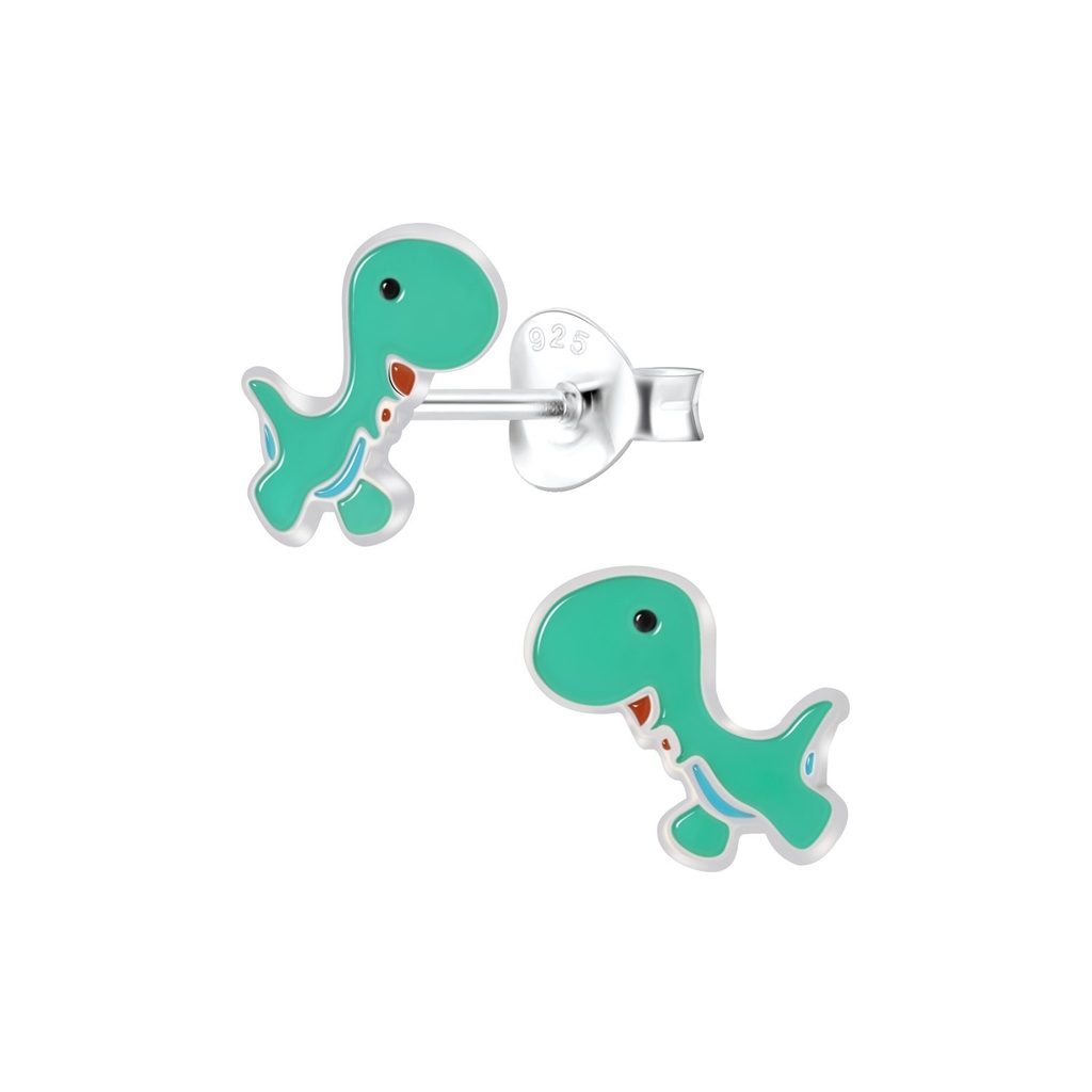 Silver Dinosaur Stud Earrings