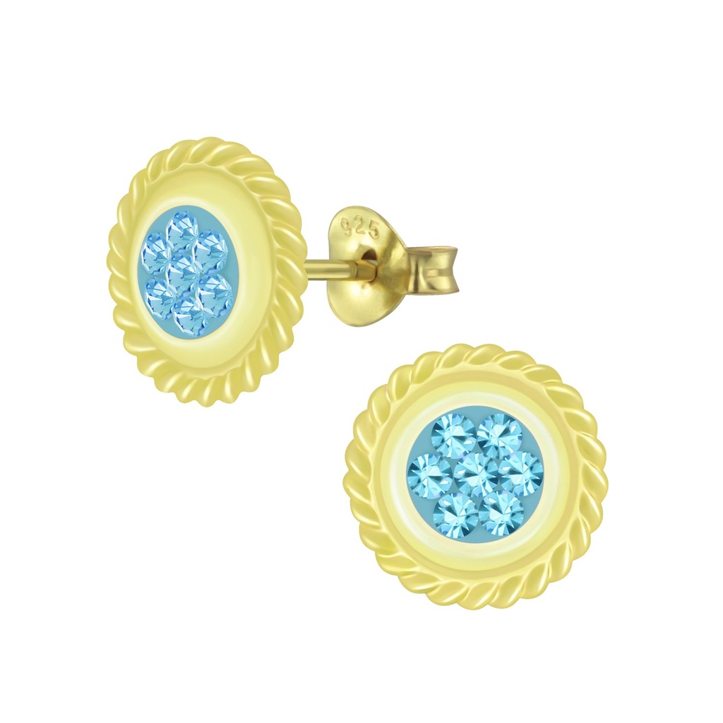Puces d'oreilles en argent cristal rond
