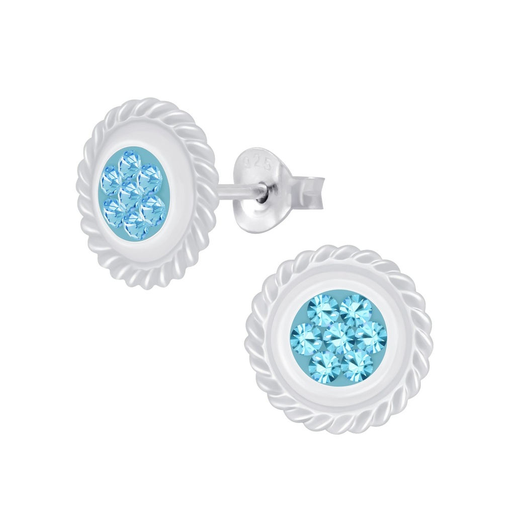 Puces d'oreilles en argent cristal rond