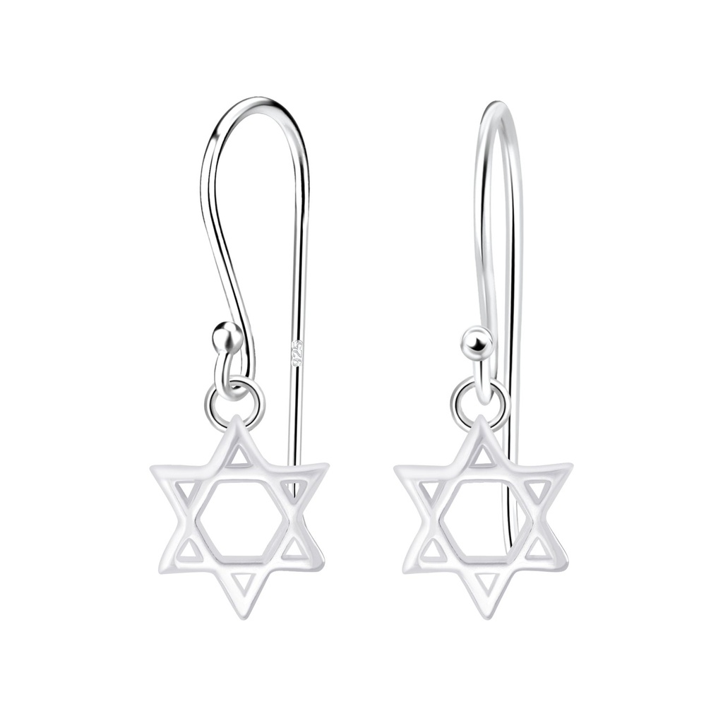 Silver Star Of David Earrings