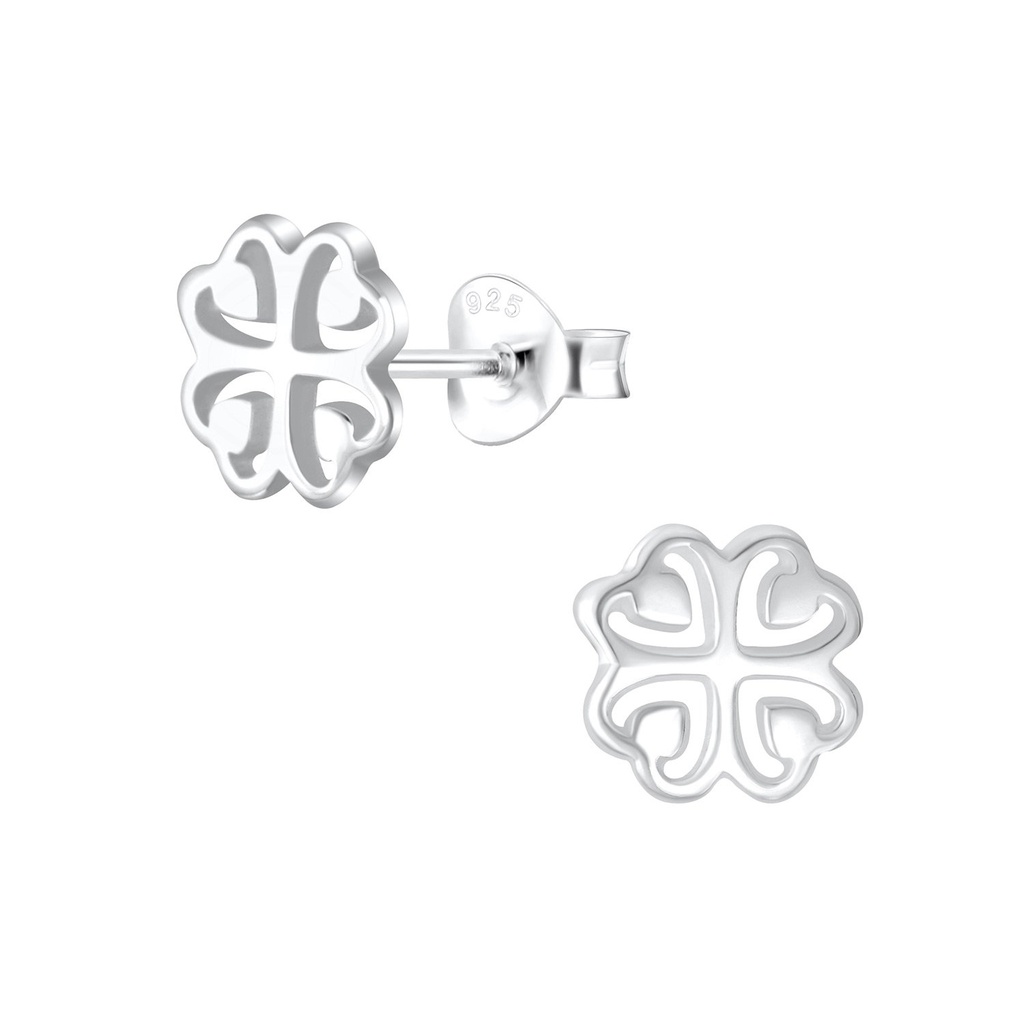 Puces d'oreilles trèfle en argent