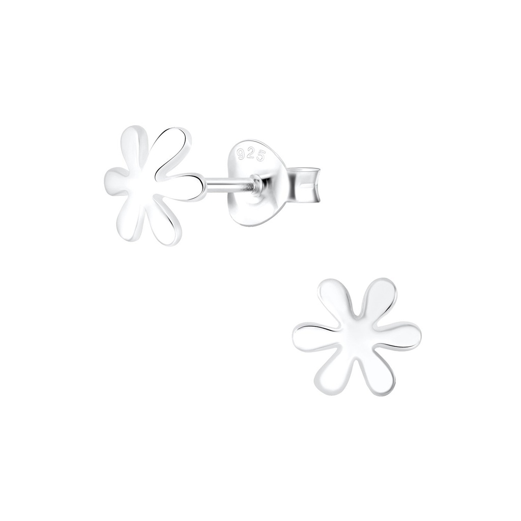 Puces d'oreilles fleur en argent