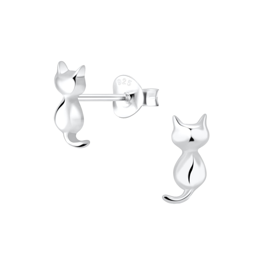 Puces d'oreilles chat en argent
