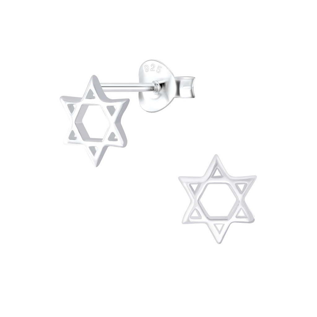 Silver Star Of David Stud Earrings